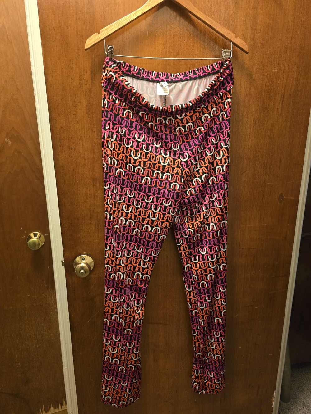 Trina Turk Pink & Orange Patterned Stretch Pant Civer Up